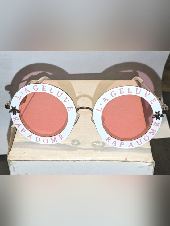Women\'s High Quality Luxury Style Bold Round Statement White And Pink Sunglasses main image 8